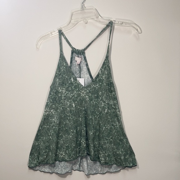 3/$15 So skinny strap tank green print soft boho casual sleeveless top S jr - Picture 11 of 17